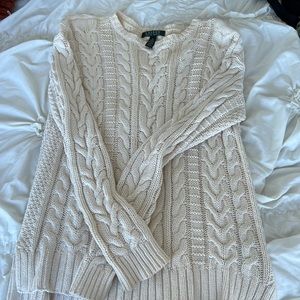 Ralph Lauren Cream Cableknit Sweater Small